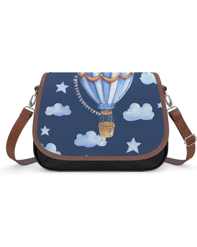 Printed Shoulder Crossbody Bag Leather Hobo Bags Medium Ladies Top Handles Satchels Cartoon Hot Air Balloon Color7 $25.07 Hob...