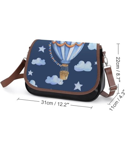 Printed Shoulder Crossbody Bag Leather Hobo Bags Medium Ladies Top Handles Satchels Cartoon Hot Air Balloon Color7 $25.07 Hob...