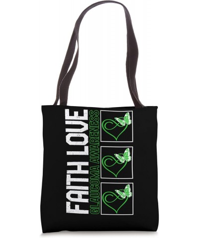 Glaucoma Faith Love Glaucoma Awareness Green Ribbon Eye Dise Tote Bag $11.73 Totes