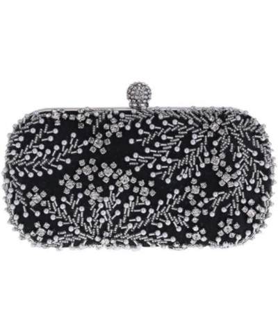 Women's Clutch Bag Crystal Pearl Clutch Purse Luxury Handbag Embroidery Evening Bag Wedding Bag,Black $12.65 Evening Bags