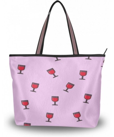 Sweet Wine Glasses Women Tote Bag Handbag Large Capacity Shoulder Bags $11.59 Shoulder Bags