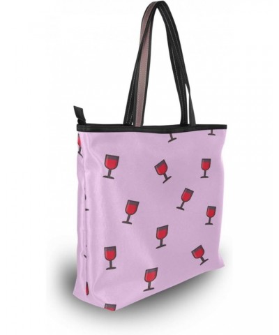 Sweet Wine Glasses Women Tote Bag Handbag Large Capacity Shoulder Bags $11.59 Shoulder Bags