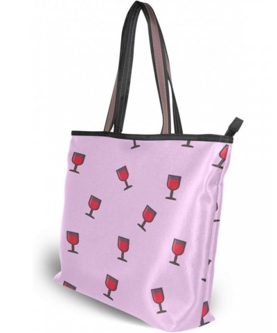 Sweet Wine Glasses Women Tote Bag Handbag Large Capacity Shoulder Bags $11.59 Shoulder Bags