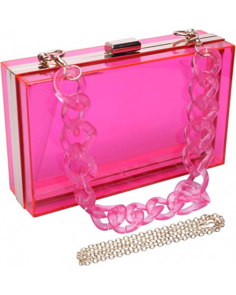 Women Acrylic Transparent Gold star Evening Bags Purses Clutch Vintage Banquet Handbag Pink $14.40 Evening Bags