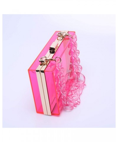 Women Acrylic Transparent Gold star Evening Bags Purses Clutch Vintage Banquet Handbag Pink $14.40 Evening Bags