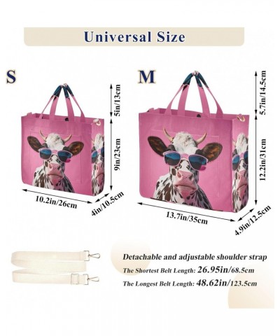 Pink Cool Cow Tote Bag Corduroy Tote Bag Women Shoulder Handbags with Etachable Shoulder Strap $16.17 Totes