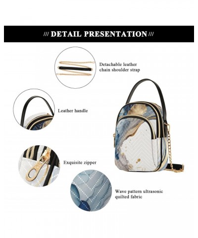 Fluid Blue Gold Crossbody Sling Bags for Women, Compact Fashion Handbag with Chain Strap Top handle for Evening Party Dating ...