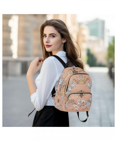 Small Backpack for Women Travel Bag Bee Wreath Daypack Purse Fashion Shoulder Bag Rucksack Small B537 $10.92 Backpacks