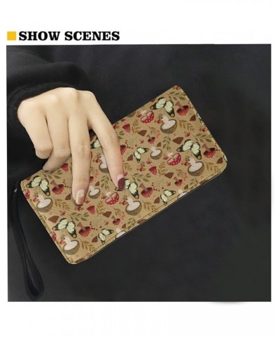 Mushroom Butterfly Womens Wristlet Wallets Zipper Purse RFID Blocking PU Leather Cell Phone Clutch Wallet Mushroom Butterfly ...