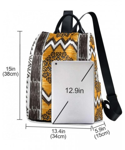 Leopard Spots Orange Mandala Ethnic Print Backpack Purse for Women Travel Bag Anti Theft Back Pack Fashion Shoulder Bag with ...