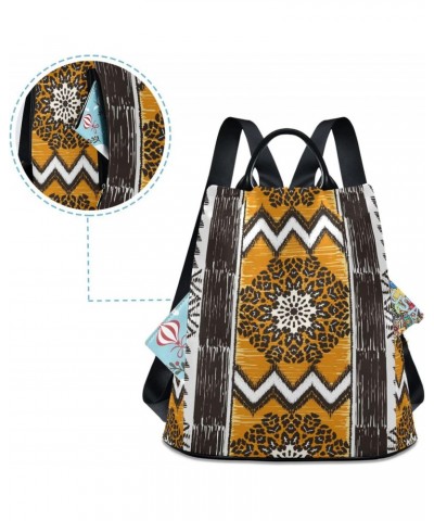 Leopard Spots Orange Mandala Ethnic Print Backpack Purse for Women Travel Bag Anti Theft Back Pack Fashion Shoulder Bag with ...