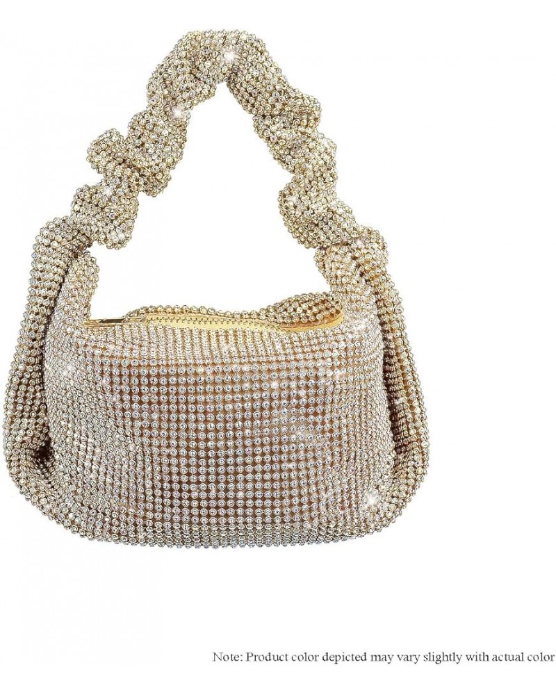 All Rhinestone Slouch Bag With Scrunch Handbag (H-MONROE) Nude $47.69 Handbags