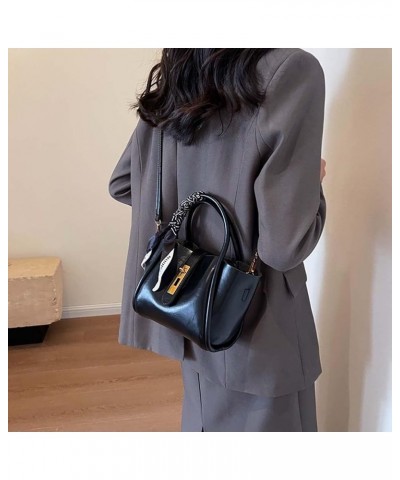 Retro Tote Bag Women's Versatile One Shoulder Crossbody Bag Handbag Black $18.40 Crossbody Bags