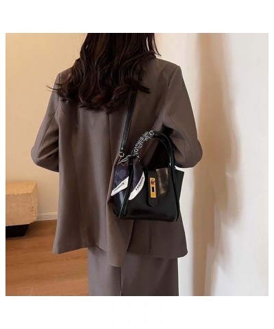 Retro Tote Bag Women's Versatile One Shoulder Crossbody Bag Handbag Black $18.40 Crossbody Bags