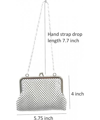 XXX-Small Women clutch metal mesh purse Hand strap carry for Party Cocktail Prom Wedding Banquet White $9.49 Evening Bags