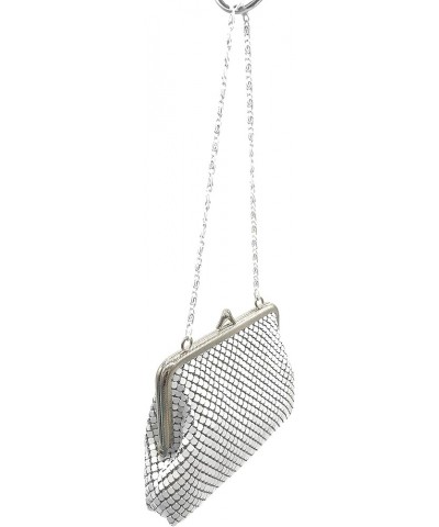 XXX-Small Women clutch metal mesh purse Hand strap carry for Party Cocktail Prom Wedding Banquet White $9.49 Evening Bags