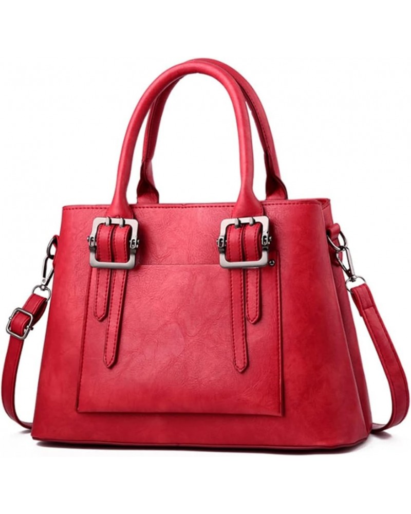 Women Casual Handbag PU Leather Crossbody Bags Fashion Shoulder Bag Purse-Brown Red $29.93 Totes