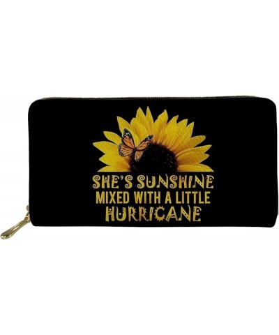 Personalized Wallets Women Zipper Long Clutch Slim Purse Custom Design She's Sunshine Sunflower $9.35 Wallets