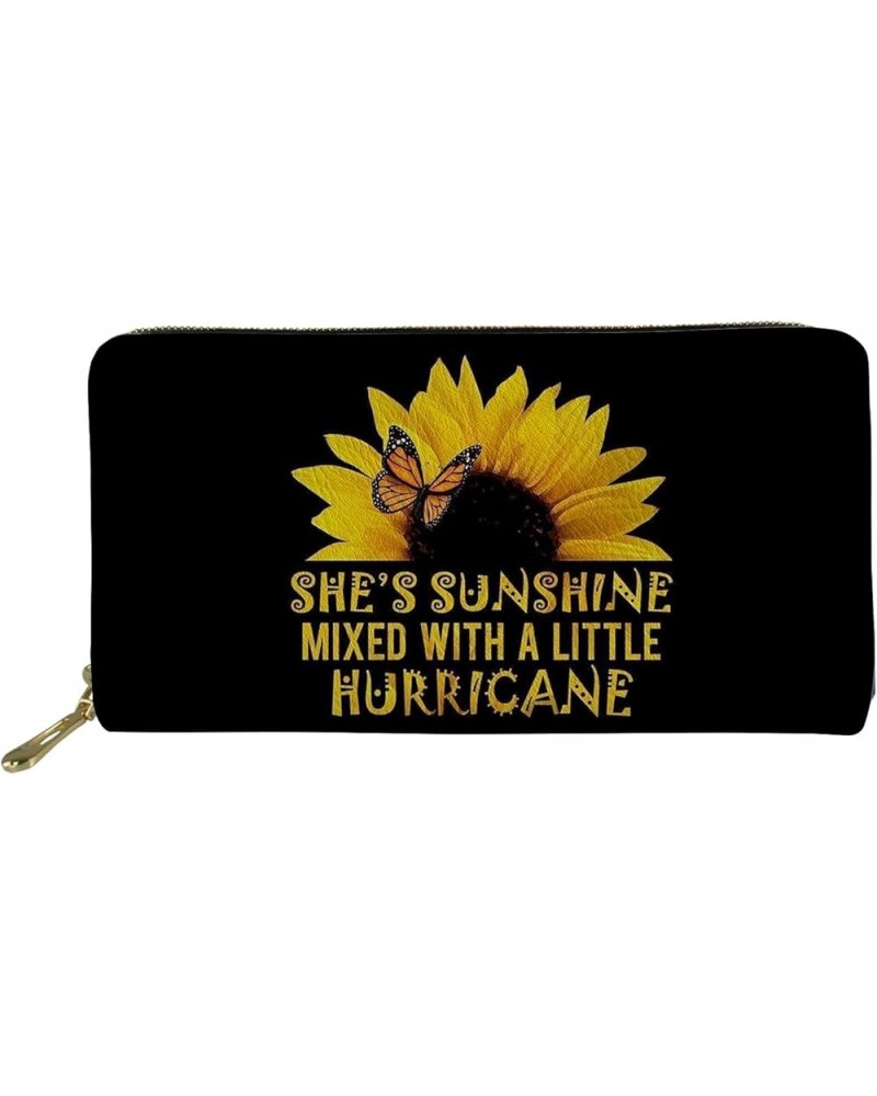 Personalized Wallets Women Zipper Long Clutch Slim Purse Custom Design She's Sunshine Sunflower $9.35 Wallets