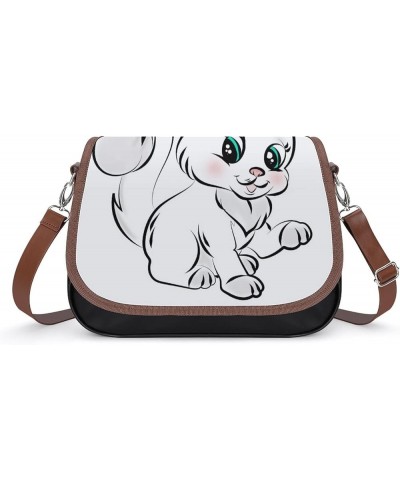 Printed Shoulder Crossbody Bag Leather Hobo Bags Medium Ladies Top Handles Satchels Cartoon Cat Letters Color9 $26.49 Hobo Bags