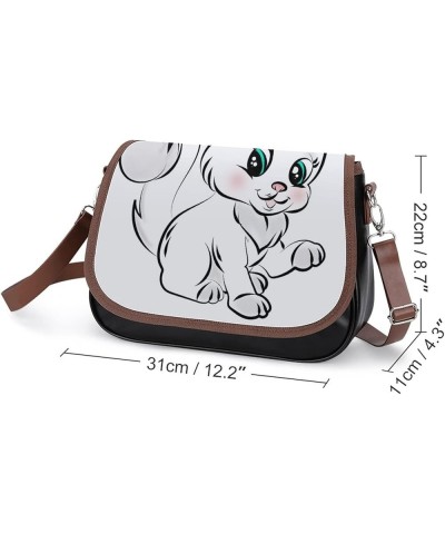 Printed Shoulder Crossbody Bag Leather Hobo Bags Medium Ladies Top Handles Satchels Cartoon Cat Letters Color9 $26.49 Hobo Bags