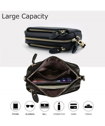 Women's Genuine Leather Wristlet Clutch Wallet Purses Small Crossbody Bags 7 Inch Shoulder Handbag 2 Straps Black $11.07 Wris...