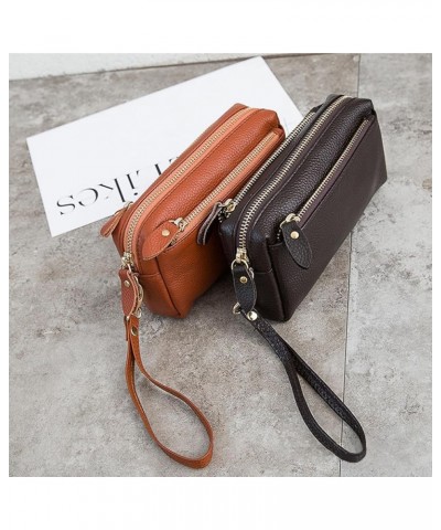 Women's Genuine Leather Wristlet Clutch Wallet Purses Small Crossbody Bags 7 Inch Shoulder Handbag 2 Straps Black $11.07 Wris...