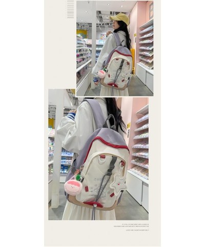 Cute Backpack Daypack Kawaii Bag, Fashion Shoulder Bag Durable Harajuku Cute Backpack Purse Hiking Travel Aesthetic (Grey) Gr...