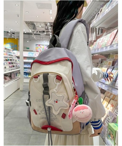 Cute Backpack Daypack Kawaii Bag, Fashion Shoulder Bag Durable Harajuku Cute Backpack Purse Hiking Travel Aesthetic (Grey) Gr...