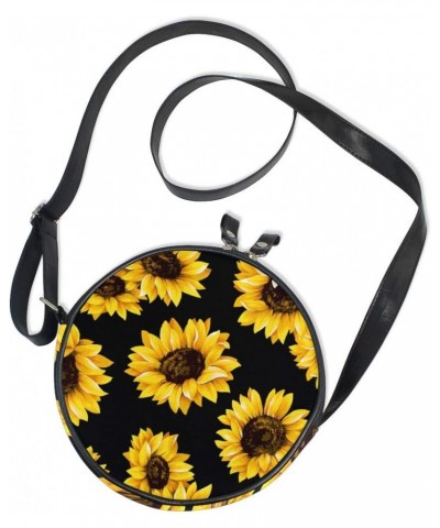 Purse Round Crossbody Bag for Women Sunflowers Circle Purse Clutch $10.56 Crossbody Bags