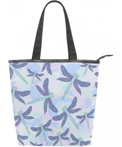 Purple Dragonfly The Tote Bag for Women Big Capacity Women's Shoulder Handbags Canvas Shopping Dating Bag $9.66 Totes