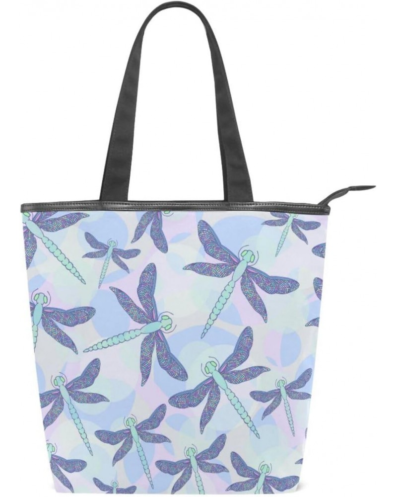 Purple Dragonfly The Tote Bag for Women Big Capacity Women's Shoulder Handbags Canvas Shopping Dating Bag $9.66 Totes