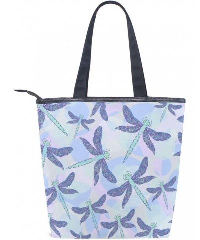 Purple Dragonfly The Tote Bag for Women Big Capacity Women's Shoulder Handbags Canvas Shopping Dating Bag $9.66 Totes