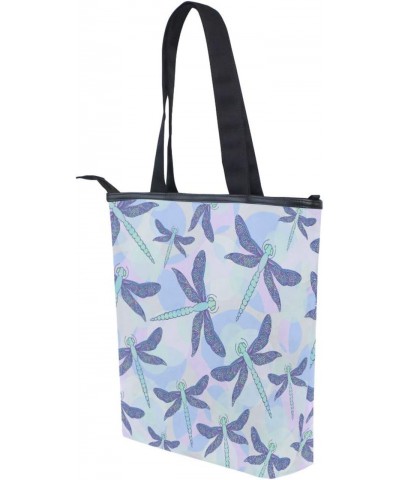 Purple Dragonfly The Tote Bag for Women Big Capacity Women's Shoulder Handbags Canvas Shopping Dating Bag $9.66 Totes