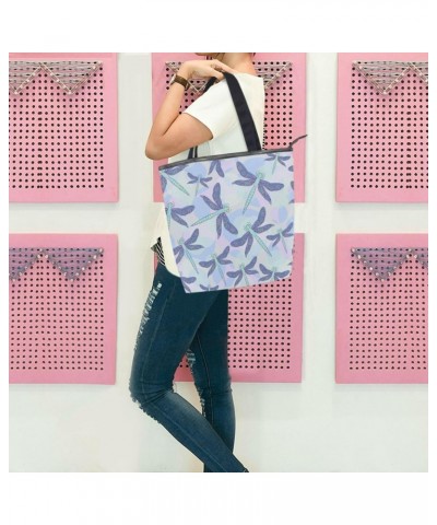 Purple Dragonfly The Tote Bag for Women Big Capacity Women's Shoulder Handbags Canvas Shopping Dating Bag $9.66 Totes