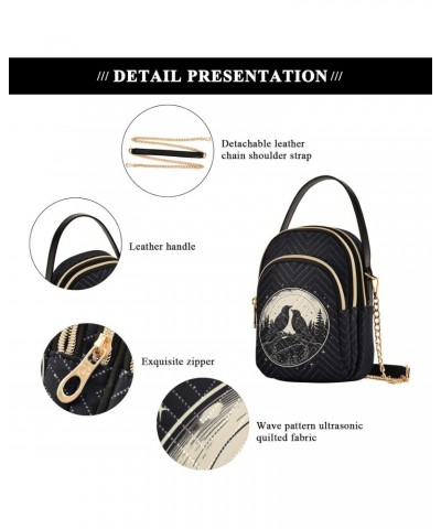 Retro Black Birds Style Women's Crossbody Handbags with Zipper, Casual Leather Cell Phone Purse Crossbody Bags for Ladies $10...