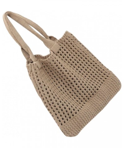 Women Straw Woven Summer Beach Bag Tote Shoulder Handmade Weaving Handbag Khaki $8.64 Totes