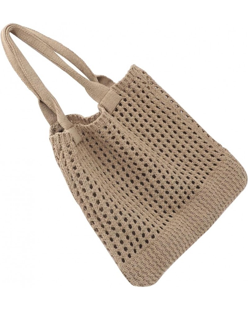 Women Straw Woven Summer Beach Bag Tote Shoulder Handmade Weaving Handbag Khaki $8.64 Totes