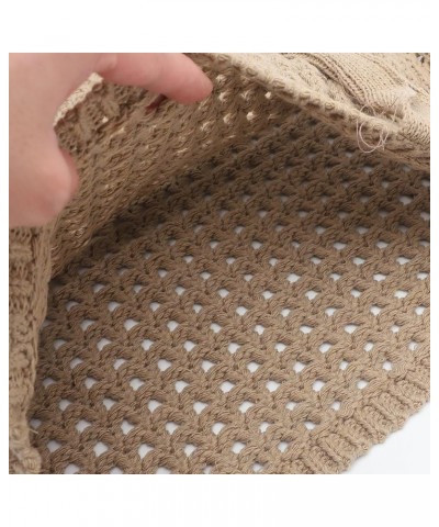 Women Straw Woven Summer Beach Bag Tote Shoulder Handmade Weaving Handbag Khaki $8.64 Totes