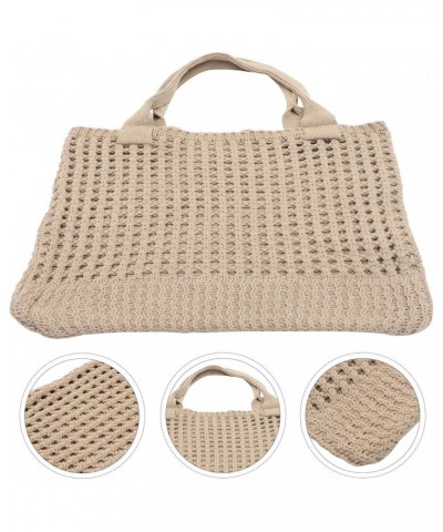 Women Straw Woven Summer Beach Bag Tote Shoulder Handmade Weaving Handbag Khaki $8.64 Totes