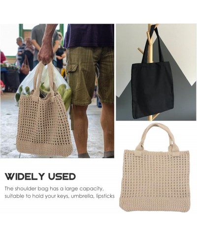 Women Straw Woven Summer Beach Bag Tote Shoulder Handmade Weaving Handbag Khaki $8.64 Totes