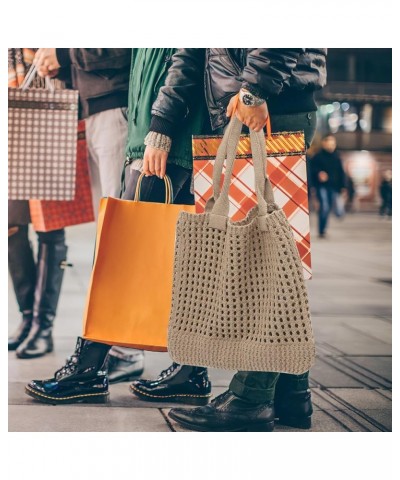 Women Straw Woven Summer Beach Bag Tote Shoulder Handmade Weaving Handbag Khaki $8.64 Totes