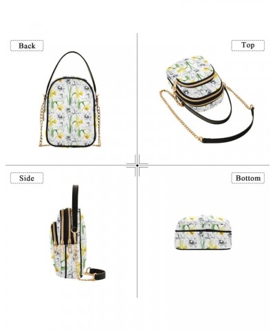 Chain Crossbody Bags for Women Watercolor Narcissus Flowers Quilted Shoulder Crossbody Handbags Travel Cross Body Cell Phone ...