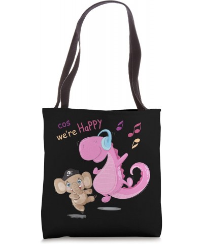 BECAUSE WE'RE HAPPY LITTLE DINO & ELEPHANT DANCE Tote Bag $10.15 Totes