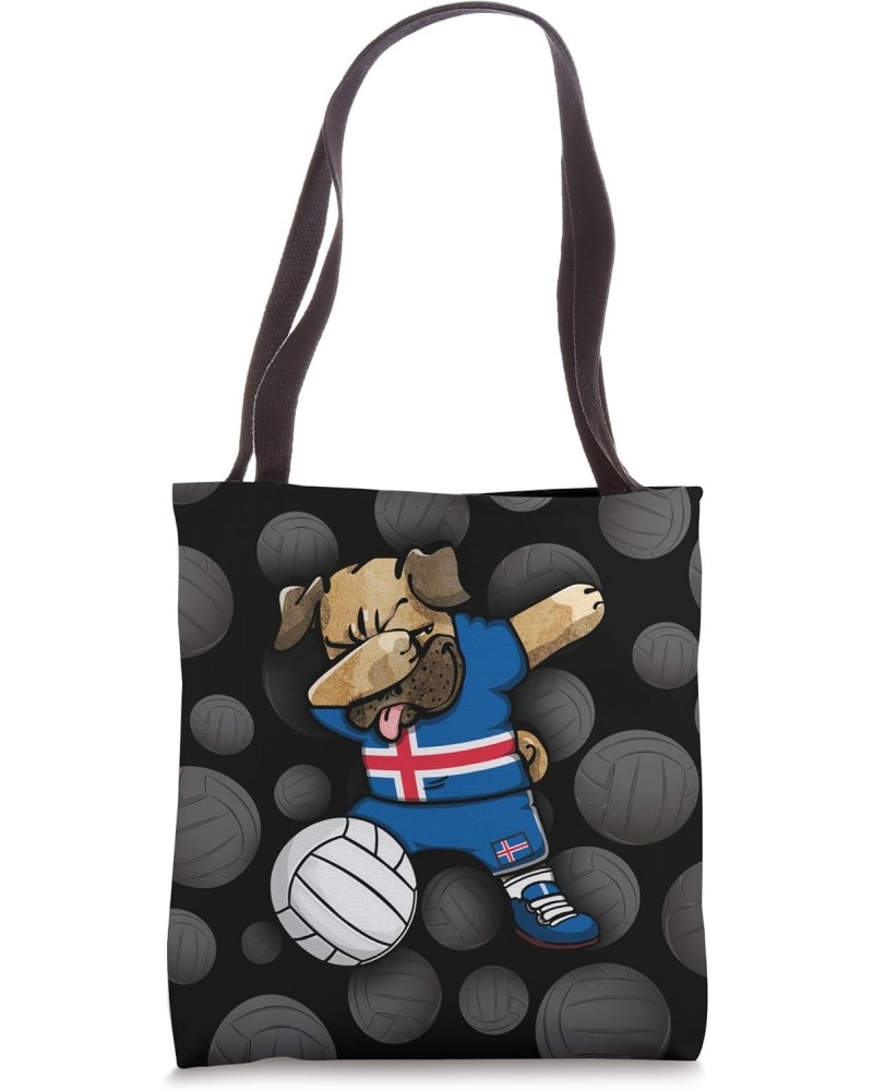 Dabbing Pug Iceland Volleyball Fans Jersey Icelandic Sport Tote Bag $14.43 Totes