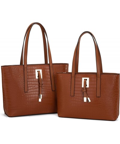 Tote Handbag Purse Set for Women Large and Medium 2pcs Satchel Shoulder Bag with Holster S Brown $13.74 Others