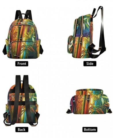 Small Fashion Backpack for Women Bamboo Rainbow Print Ladies Travel Daypack Aesthetic Shoulder Bag 11.4×6.1×14.1 IN $14.08 Ba...