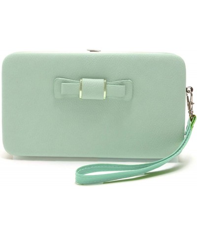 Women's Large Capacity Bowknot Wallet Long Purse Card Holder Wallet Blue Jade Green $8.84 Wallets