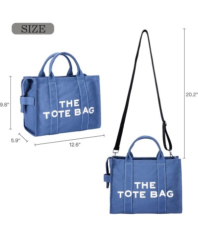 Canvas Tote Bag for Women - Trendy Crossbody Shoulder Hobo Tote Handbags for Travel,Work,Shopping Blue $17.01 Totes