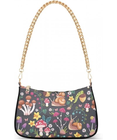 Shoulder Bag Mushroom Flower Patterns Tote Bag Chain Bag Crossbody Bag Handbag Purse for Women Mushroom Flower Patterns $16.7...